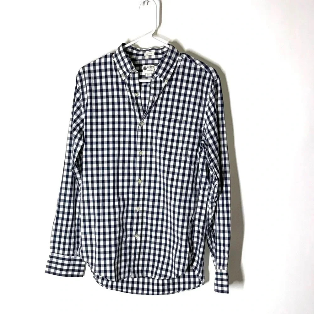 J. Crew Mens Plaid Check Slim Fit Button Front Shirt Size Small